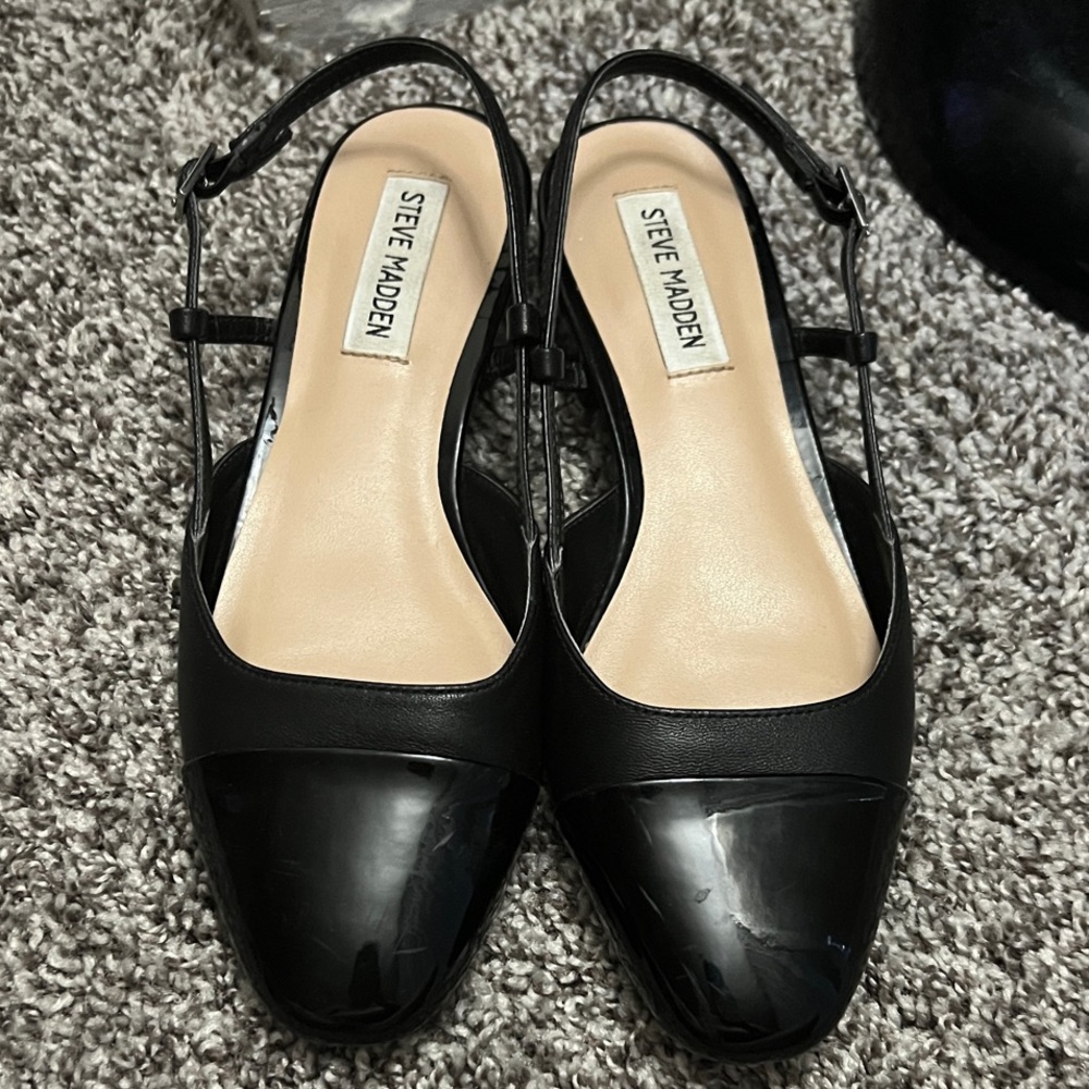 Steve Madden Black Patent Slingback Heels